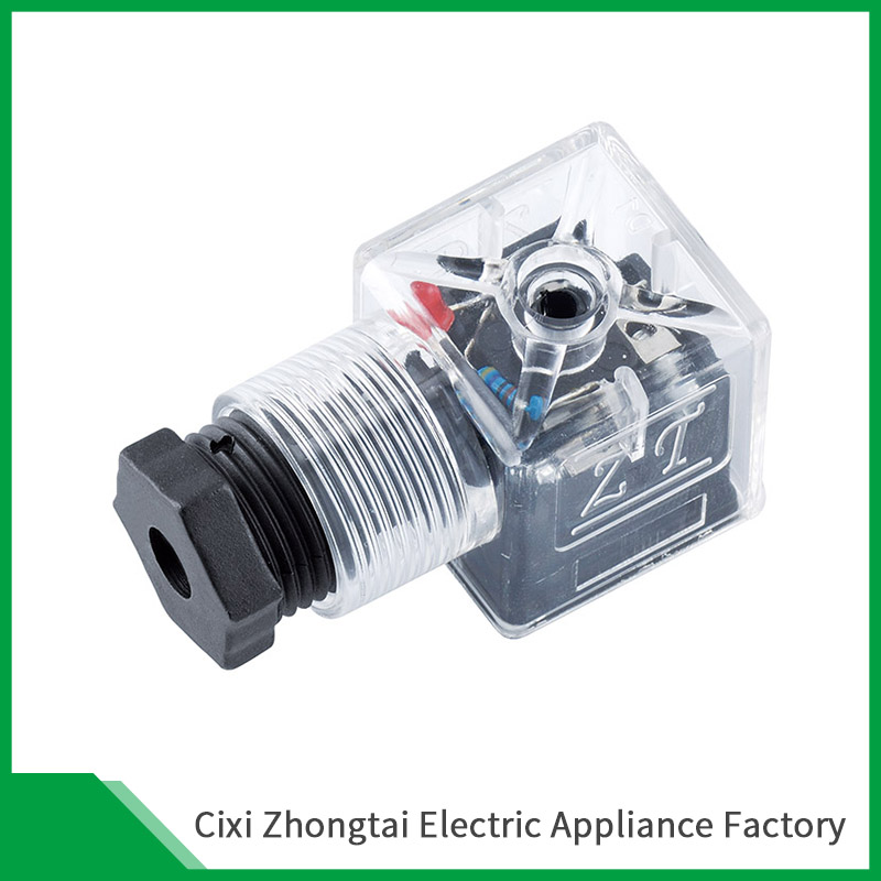 Internal Thread DIN Solenoid Valve Connector With Led Waterproof IP67