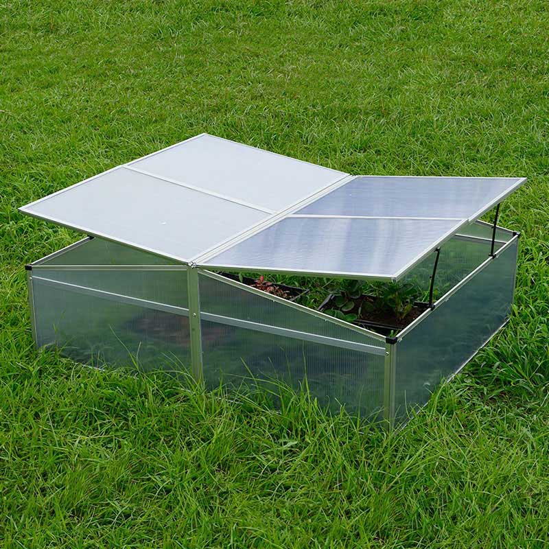 How many zippers or entry points are there for accessing the interior of the double mini greenhouse?