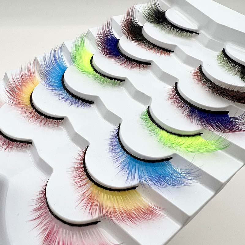 Unleash Your Inner Feline with 7 Pairs of Color Cat Eye False Eyelashes